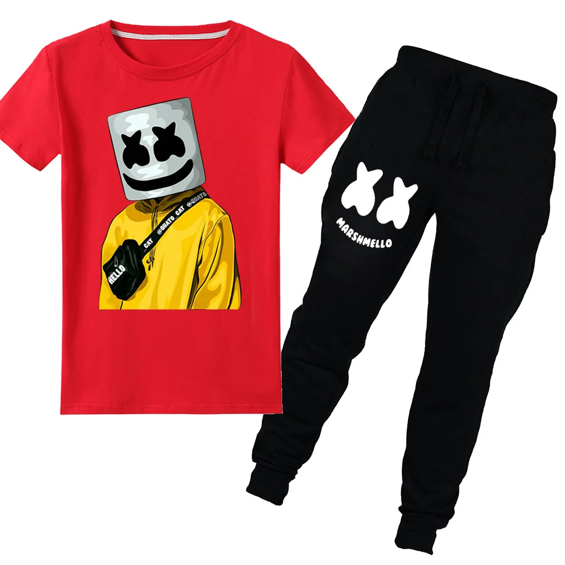 

marshmello T-shirt shorts 2pcs Children's Sets cartoon print boy t-shirts girls Top clothes ajax 2018 2019 kids fortnight Tees