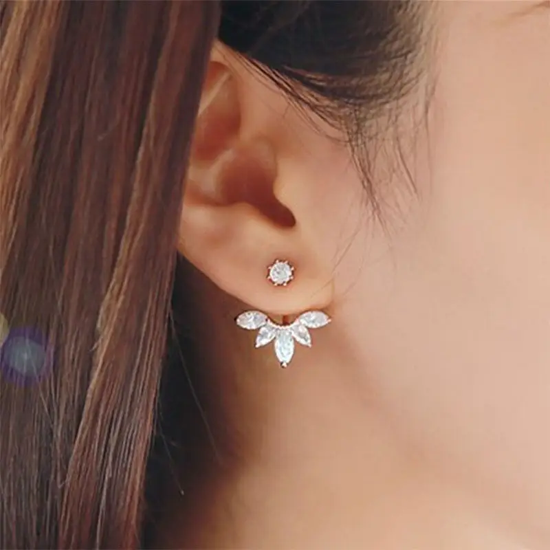 Korean Gold And Silver Plated Leave Crystal Stud Earrings Fashion Korean Gold And Silver Plated Leave Crystal Stud Earrings Fashion Statement Jewelry For Women Free Shipping In From