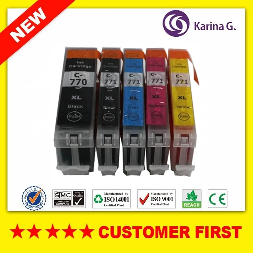 

5X Compatible Inkjet Cartridges For Canon PGI-770 CLI-771 PIXMA MG5770 MG6870 MG7770 Printer Ink Cartridge