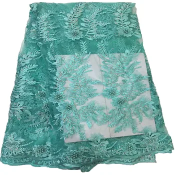 

2018 High quality Tulle lace fabric African net lace fabric with stone and beads for elegant dress HJ806-2