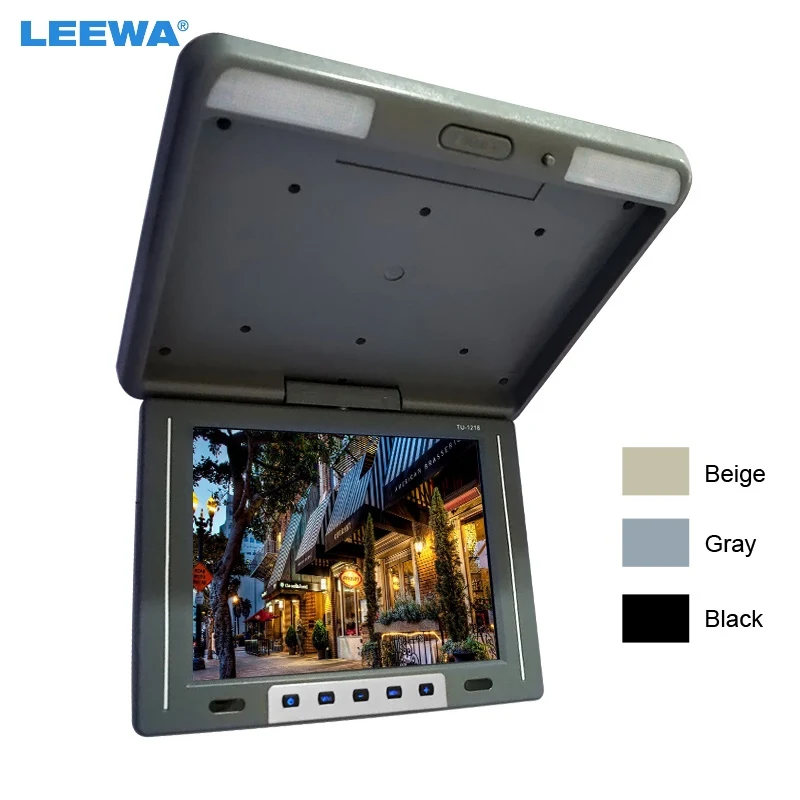 

LEEWA 12.1" inch Flip Down TFT LCD Monitor Car/Bus Monitor Roof Mounted Monitor 2-Way Video Input 3-Color Black, Grey #CA1944