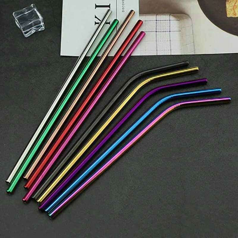 

4pcs 304 Stainless Steel Straw Set Reusable Metal Straws Drinking Straws Set with Brush & Bag for Home Party Cocktail Accesorios