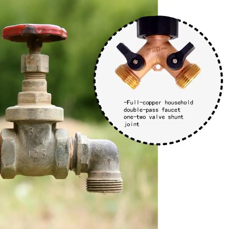

2 Way Garden Hose Valve Connector Y Shape Water Pipe Splitter Adapter for Garden Lawn Irrigation 70X35X60mm