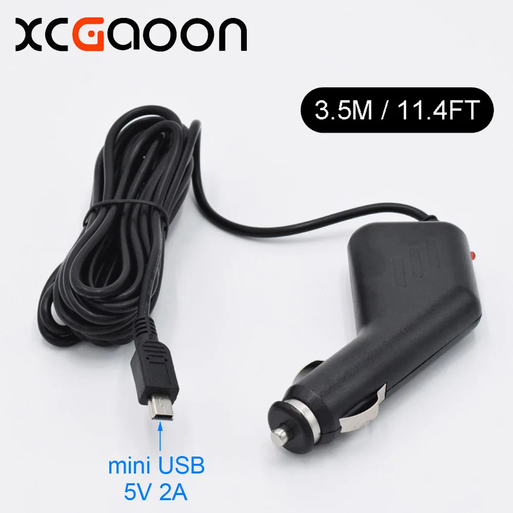 XCGaoon 5V 2A mini USB Автомобильное зарядное устройство для автомобиля dvr камера рекордер/gps навигатор, вход DC 12 V-24 V, длина кабеля 3,5 m(11.4ft