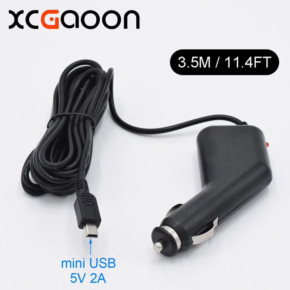 3.5m Car Charger Adapter Mini USB Interface Cable DC 12-24V for GPS Recorder DVR