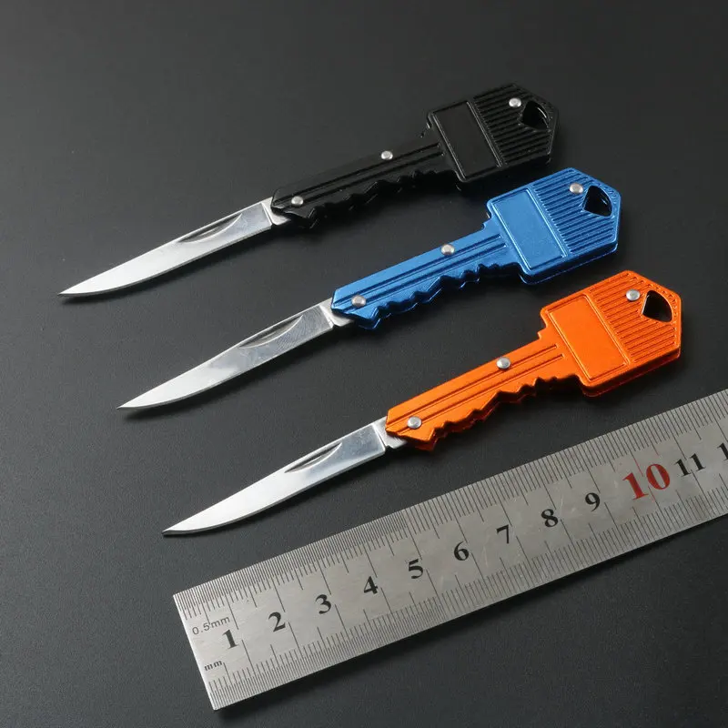 

[4 Color] Protable Key Fold Knife Key Pocket Knife Key Chain Knife Peeler Mini Camping Key Ring Knife Tool