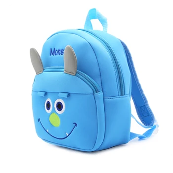 

Children School Backpack Cartoon Blue Monster Waterproof Neoprene Fabric For Toddler Girls Kindergarten Kids Snacks School Bag