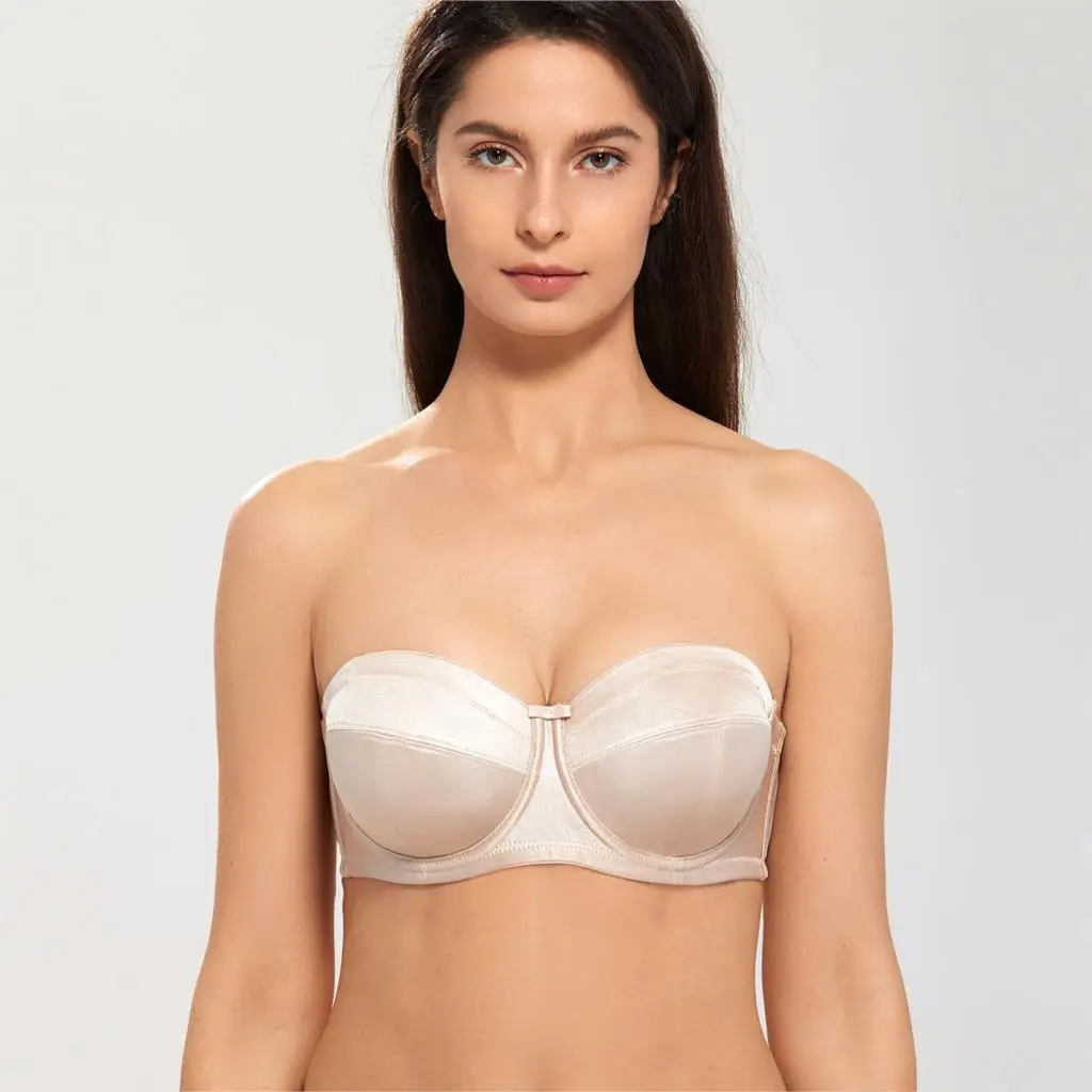 Goede Vrouwen Plus Size Beugel Ultra Ondersteuning Non gewatteerde Push Up Convertible Multi Way Strapless Beha C D DD E F