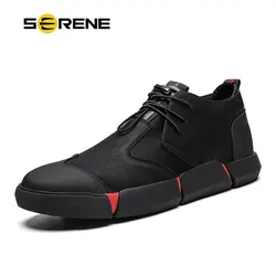 Новая весенняя Мужская обувь высокого качества, мужская кожаная повседневная обувь черного цвета, Модные дышащие кроссовки, Модные