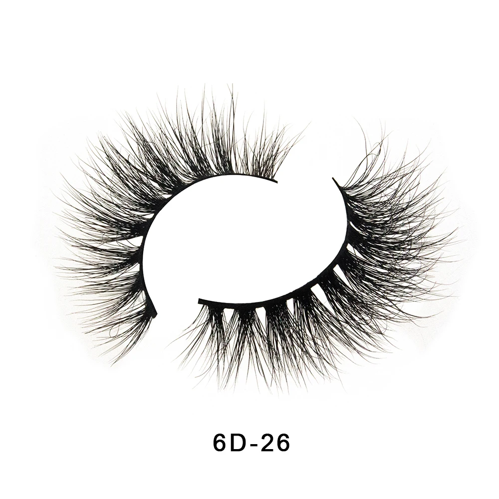 

Manual eyelashes 6D-26 mink eyelashes reusable cosmetics false eyelashes wholesale custom packaging box logo