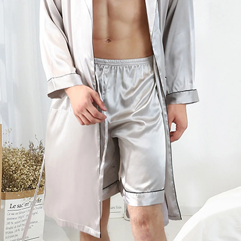 WOMAIL мужские шорты атласная домашняя пижама ИМИТИРОВАННАЯ шелковая фабричная гладкая сенсорная серая Пижама W30430