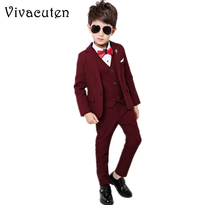 

Boys Suits For Weddings Dress Kids Gentleman Party Blazer Vest Shirt Pants 4pcs Tuxedo Clothing Set Child Formal Clothes F022