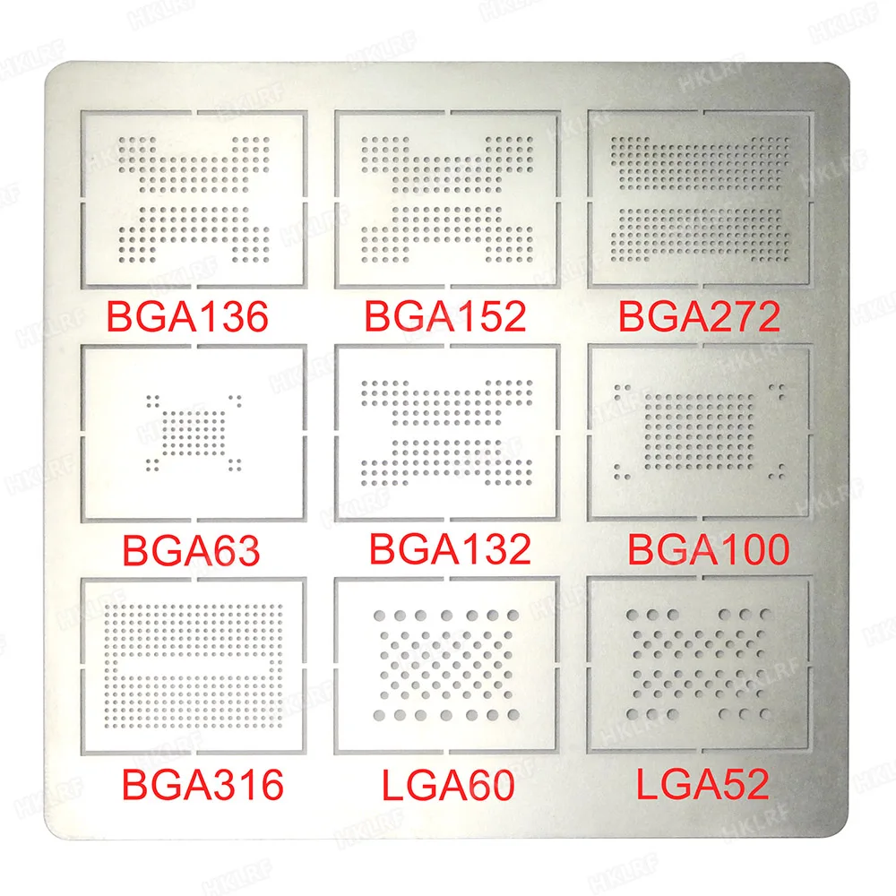 Трафарет Шаблон BGA IC Reball для BGA136 BGA152 BGA272 BGA63 BGA132 BGA100 BGA316 LGA60 LGA52 BGA LGA Rework трафарет