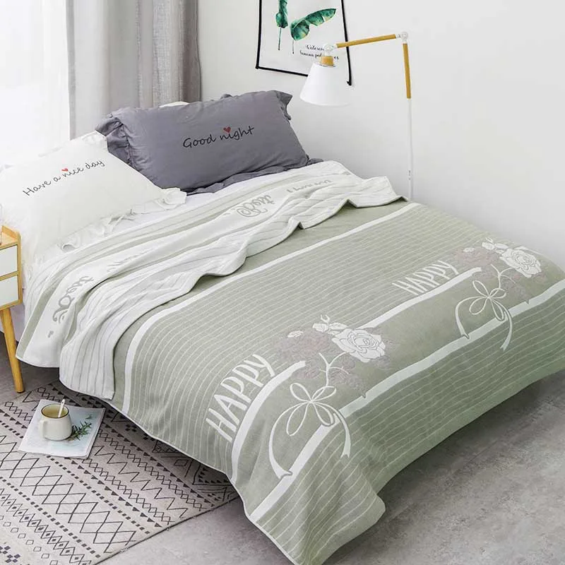 Четырехслойное хлопковое Марлевое полотенце-одеяло для подростков и взрослых, мягкое покрывало для взрослых на кровать/диван/Самолет/дорожные постельные принадлежности