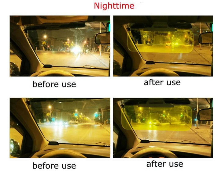 2 в 1, автомобильный солнцезащитный козырек, день, ночное видение, зеркало для вождения, клипса, солнцезащитный козырек, HD, желтый, автомобильные аксессуары