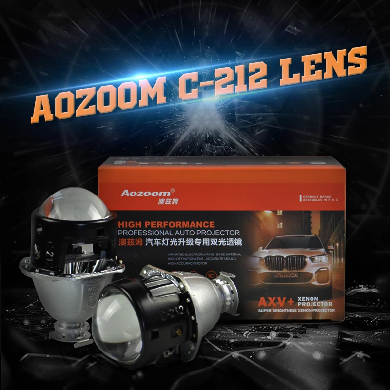 Aozoom Hot Sale 2Pcs 2.5 Inch Universal Bi Xenon HID Projector Lens H1 Xenon Car Headlight Perfect Light Shape