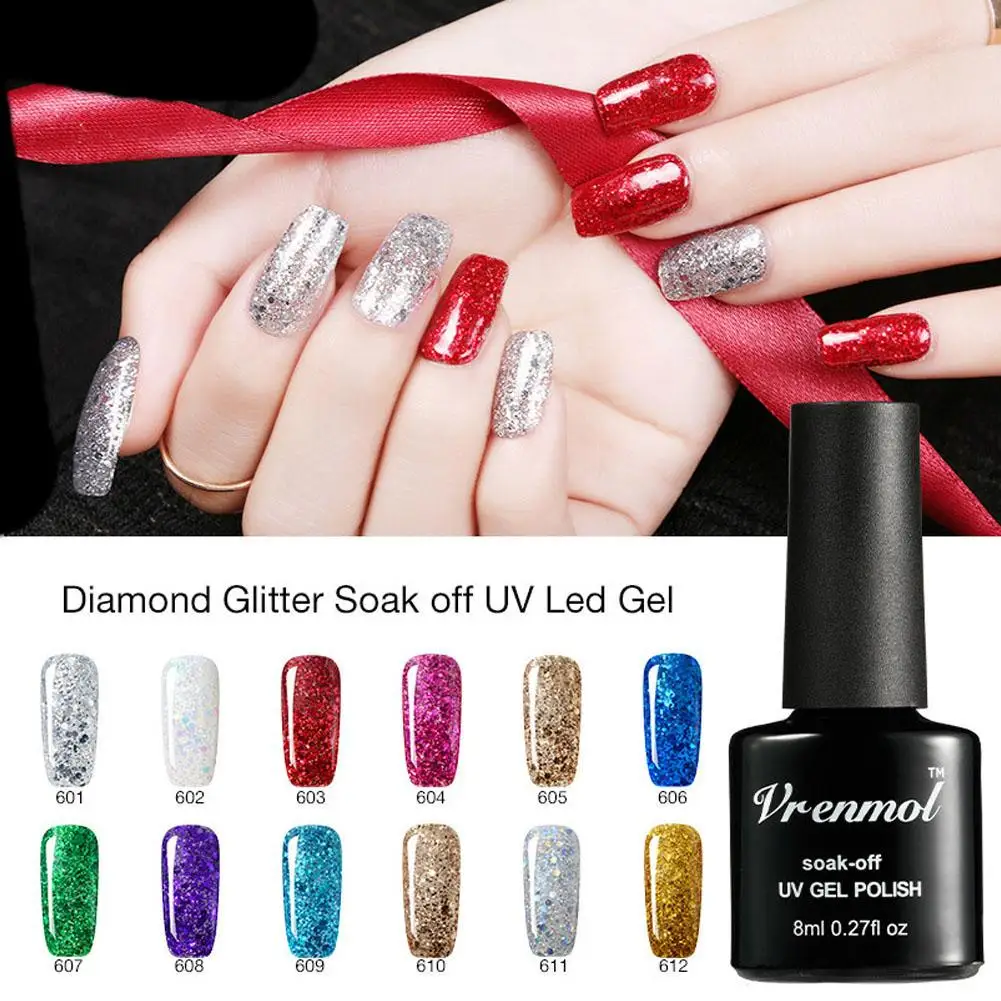 

Glitter Sequins Gel Polish Soak Off UV LED Nail Varnish Shiny Long Lasting Base