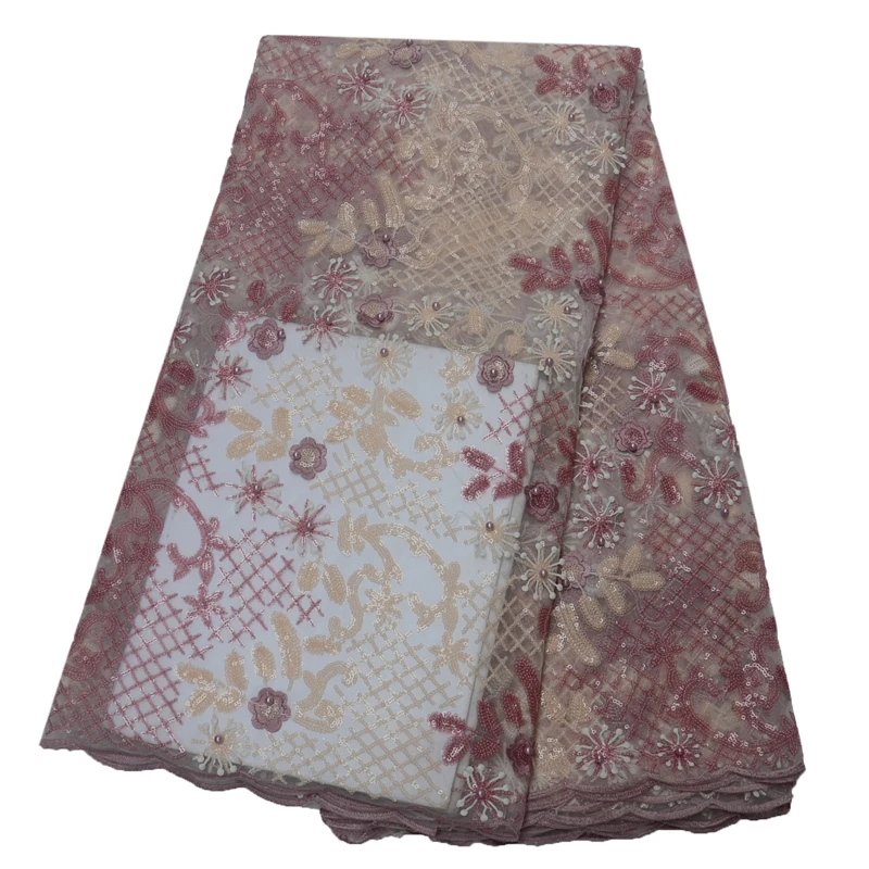 

French Lace Fabric High Class African Laces Fabric Double Organza With Sequins Embroidery For Sewing Beauty Women Dress H1509