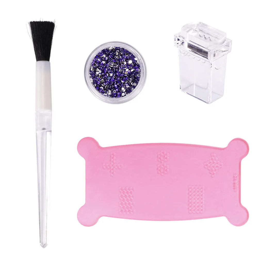 

4Pcs/Set Nail Tool Nail Rhinestone Small Irregular Beads Silicone Stamping Set Point Drill Plate 3D Nail Art Decoration