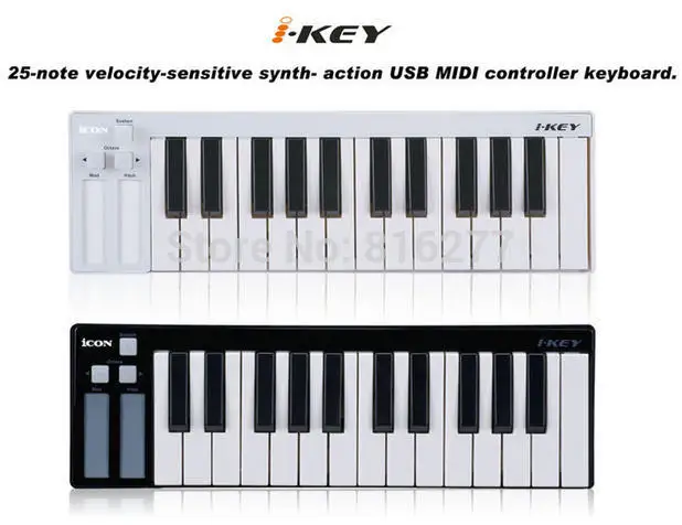 Значок iKey 25-ключ Портативный USB миди клавиатуры/MIDI контроллер профессиональный проволочной оплетки