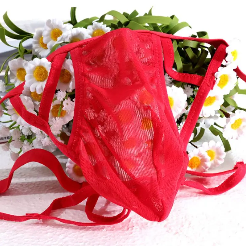 

Mens Erotic Low Rise See Through Mesh Bulge Pouch G-String Underwear Hollow Out Strappy Bandage Thong Open Butt Lingerie Panties