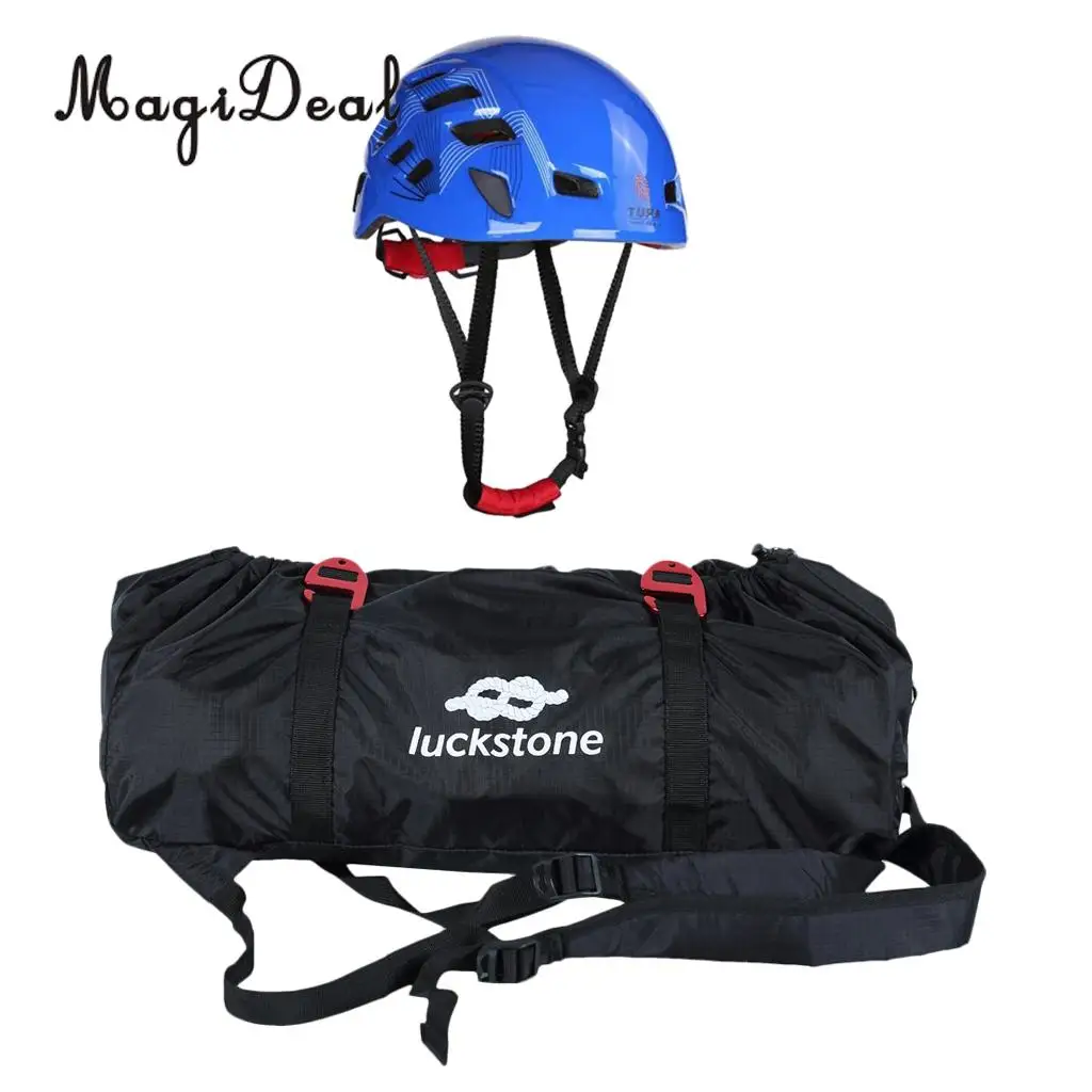 MagiDeal Folding Rock Climbing Arborist Caving Rigging Rescue Rope Cord Carry Bag Gear Backpack Ground Sheet + Safety Helmet