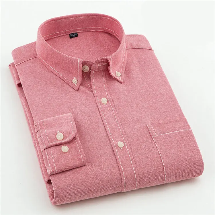Cotton Oxford Men Shirt Spring Long Sleeve Solid Man's Clothing Autumn Party Business Men Shirts Casual Male Tops YN10353
