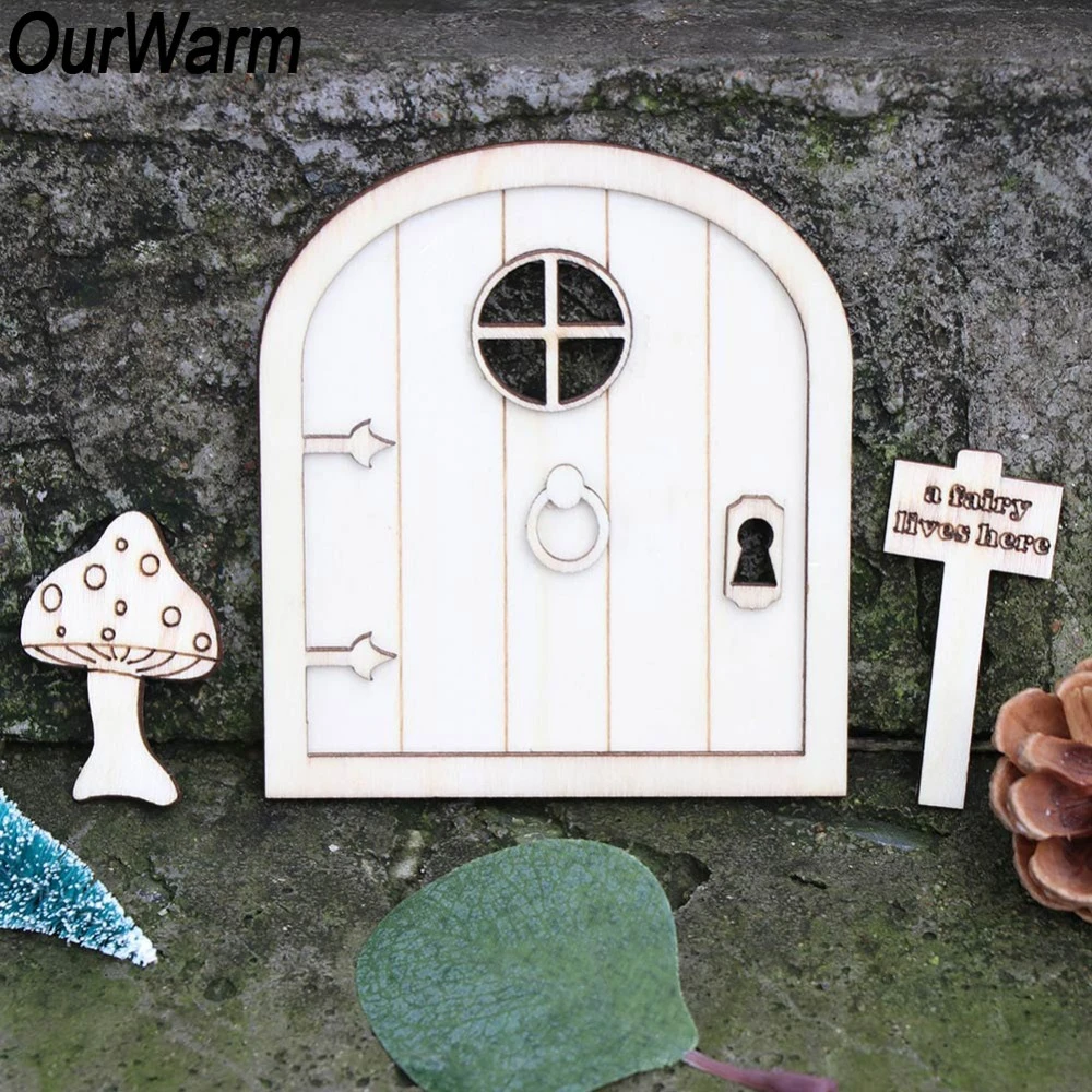 Ourwarm 6 ピース木製妖精ガーデンドアクラフトエルフクラフト Diy 好意ミニチュア妖精ガーデン看板 Diy ヴィンテージ家の装飾ホビーギフト Figurines Miniatures Aliexpress