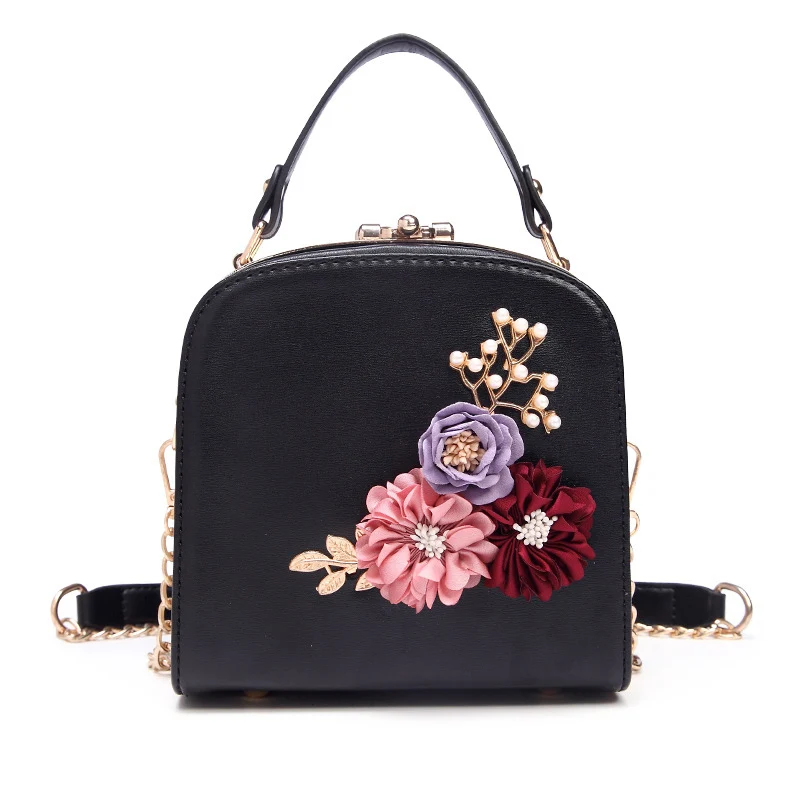Floral Women Evening Bags Hardcase Ladies Box Frame Cross Body Bags Clutch Shoulder Bags Metal Handbags Chain High Quality Tote