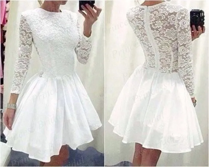 Free Shipping Best Ing Woman Party Dress Ball Gown Puffy O Free Shipping Best Ing Woman Party Dress Ball Gown Puffy O Neck Top Lace Short Prom Long Sleeve Jk302