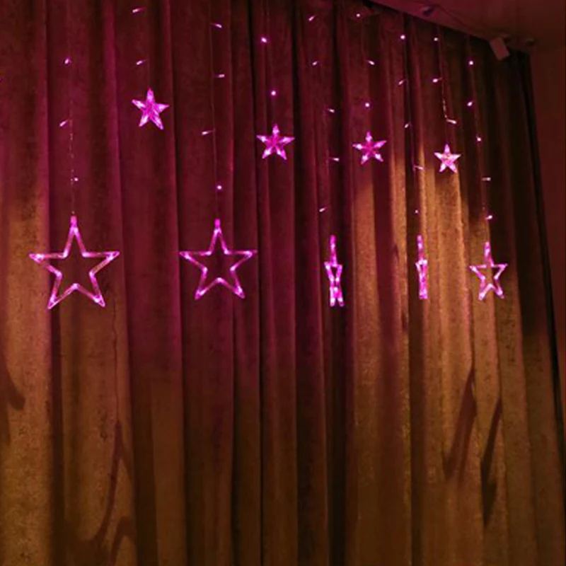 Светодио дный светодиодные Рождественские огни светодио дный светодиодные сказочные занавески пентаграмма звезда струнная лампа Фея