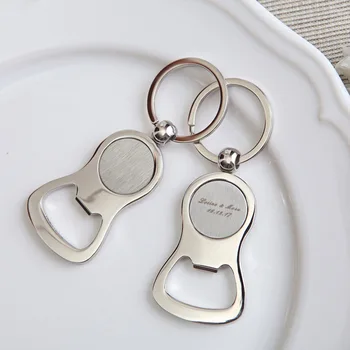 

50Pcs/Lot Personalized Bottle Opener Keychain Favor,Metal Custom Wedding Party Giveaways For Guests,Birthday Gift With Box/Bag