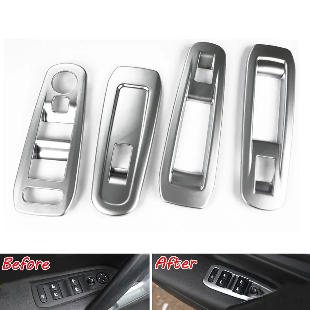 

ABS 4PCS Matte Door Window Switch Button Control Panel Cover Trim Frame Deocration For Peugeot 408 2014 Car Styling