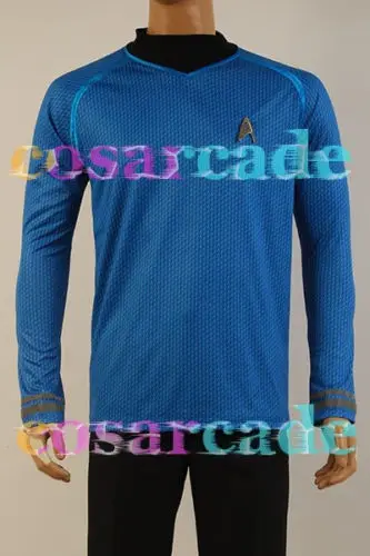 Звезда в темноте капитан Кирк/Спок рубашка значок Униформа платье Косплей Костюм синий версия Размер XS-XXXL