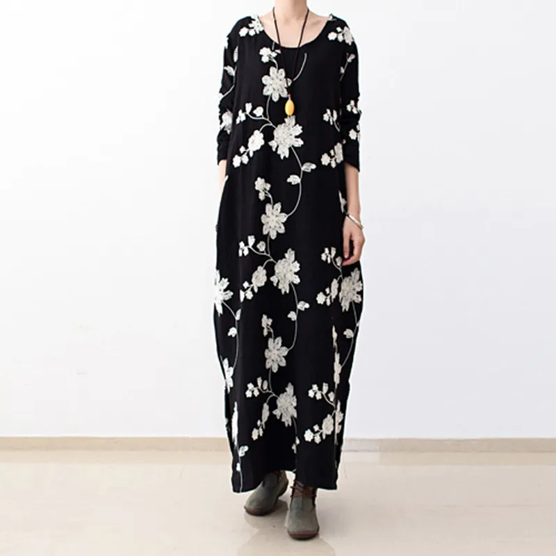 

Free Shipping Cotton 2014 New Arrival Floral Embroidery Short Sleeve Mini Dresses For Women Vintage Short Summer Dresses Black