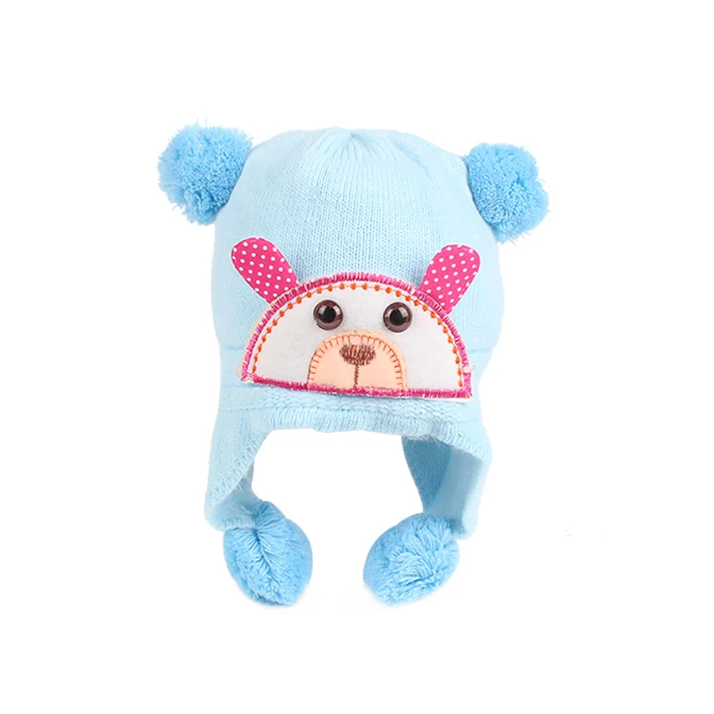 Crochet Baby Beanie Hat Warm Baby Winter Pompon Hat Cotton Soft Knitted Pattern Hat For Newborn Winter Hat Baby Girls Clothing (3)