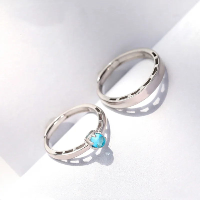 

Simple Style Silver Couple Ring Blue Glaze Adjustable Ring For Boy Girls Men Women ladys 925 Fashion jewelry