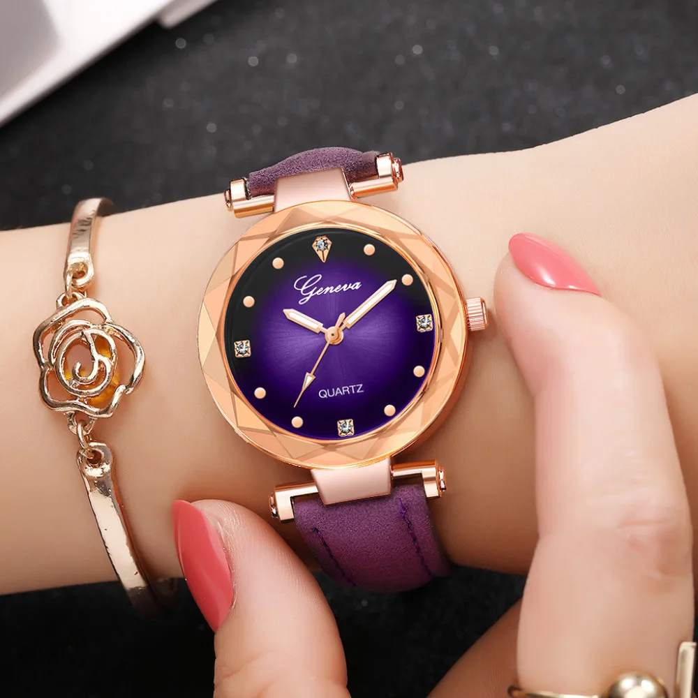 

Best Selling Geneva Women's Watch saat Gift Relogio Casual Montre Women Watches Leather Clock bayan saat reloj mujer relojes #A