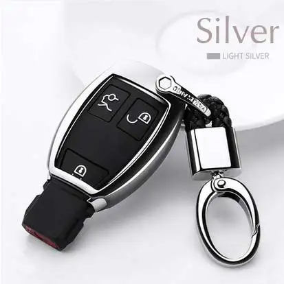 Чехол для ключей TPU мягкий чехол для Mercedes Benz W203 W204 W211 CLK C180 E200 AMG C E S класс искусственный кристалл кулон брелок - Название цвета: Silve-Metal snap