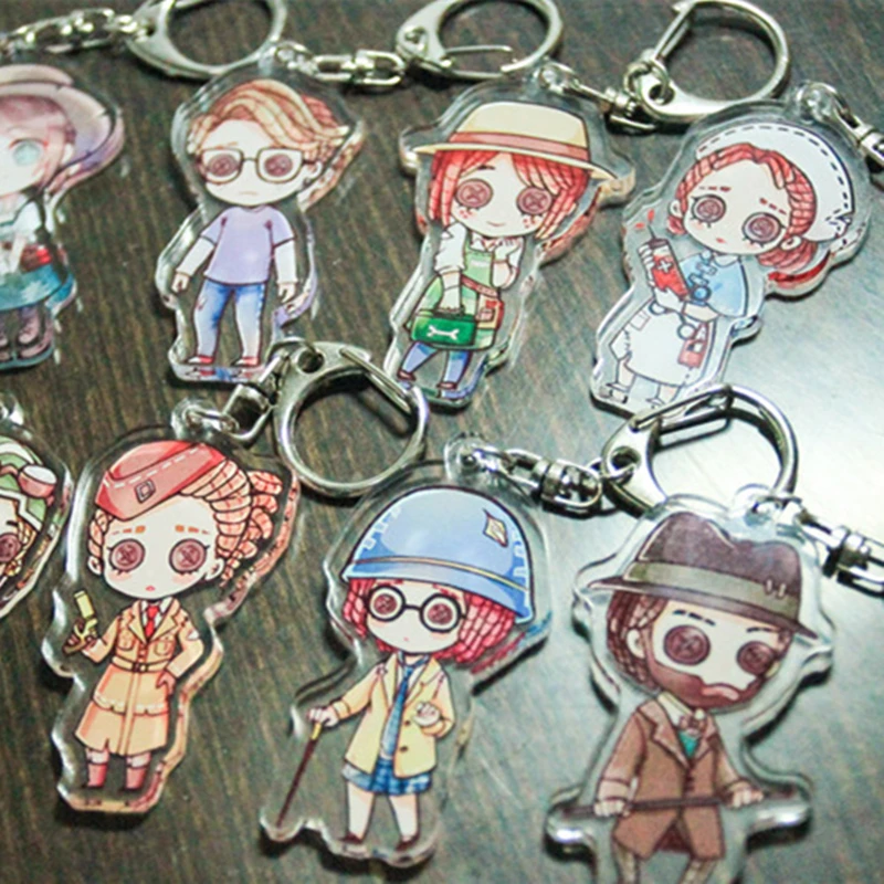 

5pcs/Lot Identity V 5 Q version Anime Keychain Figure Model Acrylic Transparent Colorful Men Women Cute Keyring Fans Child Gift