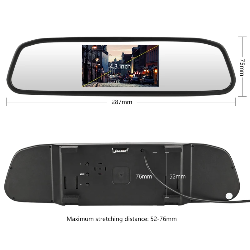 Автомобильное зеркало заднего вида монитор HD видео Авто парковочный монитор TFT ЖК-экран 4,3 дюймов Камера заднего вида