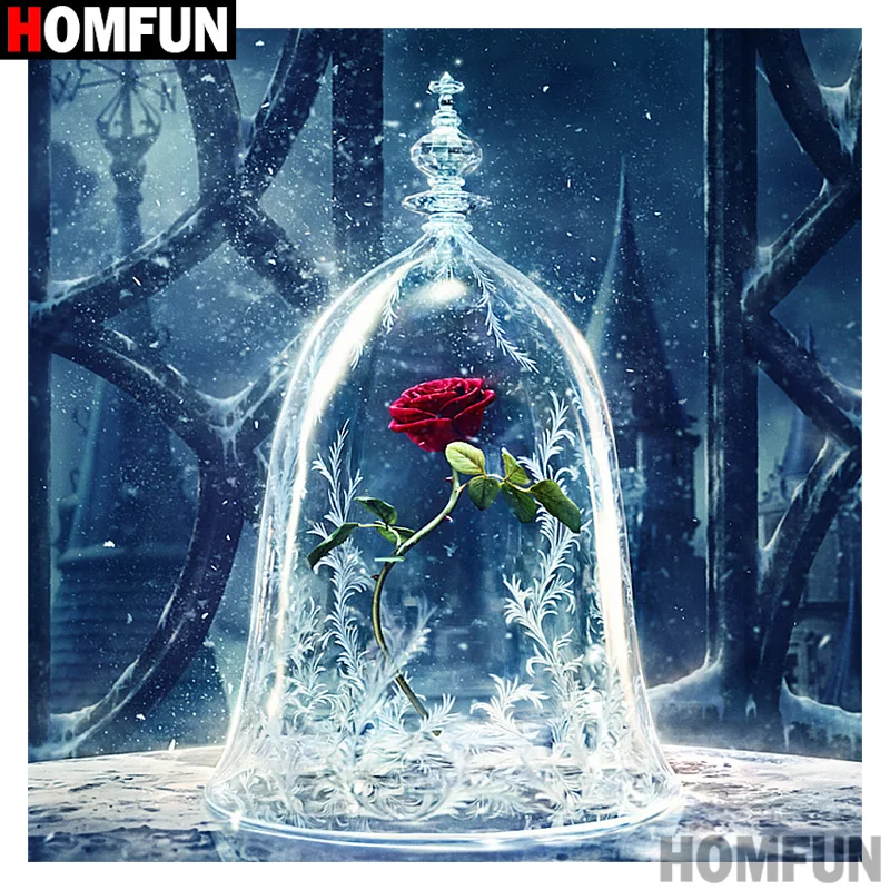 

HOMFUN Full Square/Round Drill 5D DIY Diamond Painting "Rose flower bottle" 3D Embroidery Cross Stitch 5D Decor Gift A16784