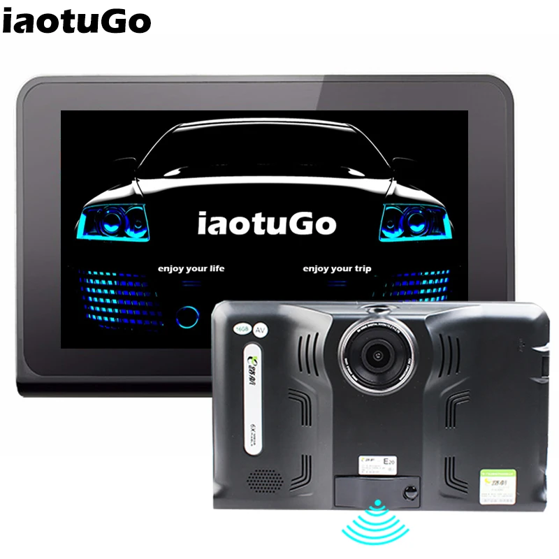 IaotuGo 7 дюймов Android gps детектор радаров планшет DVR навигатор Wifi AV IN FM 16G 512 M объектив 170