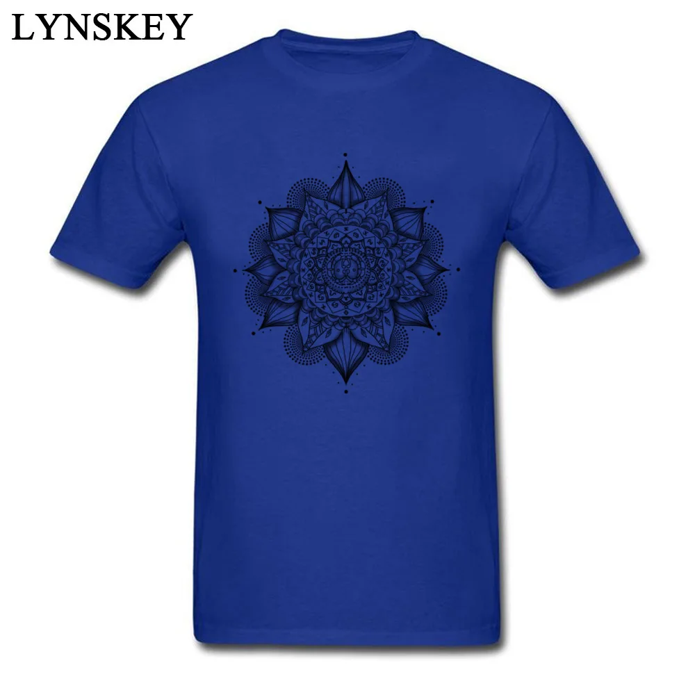 Gift T-Shirt for Male Short Sleeve Faddish Crewneck All Cotton Autumn Tops Shirt Printed On Tee Shirts Top Quality Free Shipping 7-2-mandala-tattoos-picture blue