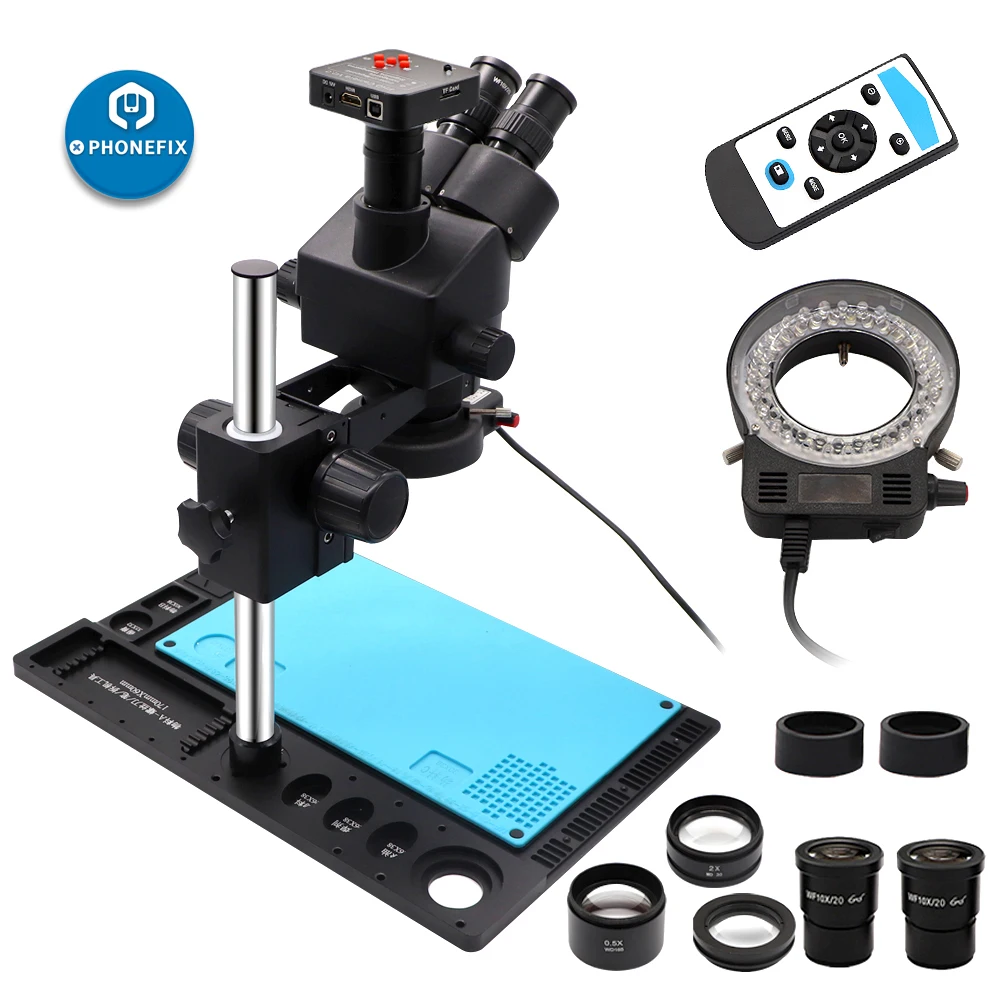 

PHONEFIX 3.5X-90X Black Trinocular Stereo Microscope 14MP 16MP 21MP HDMI Digital Camera Microscope for Mobile Phone Repair Tool