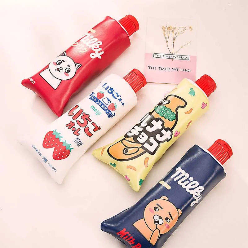 

Personality Creative Toothpaste Modeling Student Pencil Bag Cute Cartoon Large Capacity Storage Bag with Pencil Sharpener