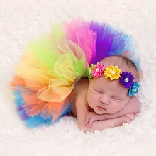 Baby Newborn Photography Props Accessories Peacock Handmade Baby Rainbow Tutu Skirt Fotografia Baby Photo Props