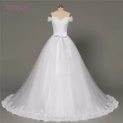 Кружево Vestido De Noiva 2019 Свадебные платья бальное платье с v-образным вырезом кепки рукава Тюль аппликации свадебное платье в богемном стиле