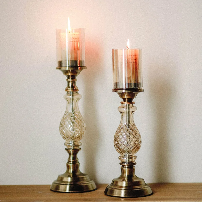 Metal Glass Candlestick European Retro Romantic Table Model Room Decoration Wedding | Дом и сад
