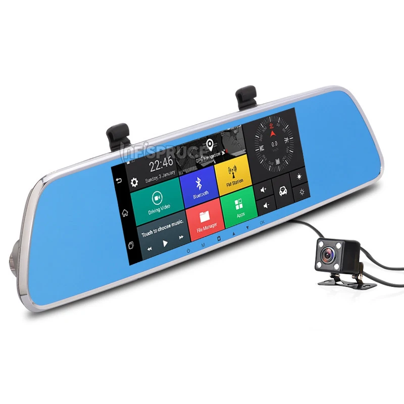 Infispruce Автомобильный видеорегистратор зеркало 7 &quot3G Автомобильная камера GPS Bluetooth